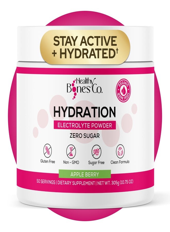 Healthy Bones Co. Sugar-Free Electrolyte Powder Drink Mix Fast Hydration Naturally Sweetened with Organic Monk Fruit, Apple Berry Flavor (305g) with Key Electrolytes and Trace Minerals –Keto Friendly, Vegan - Image 1