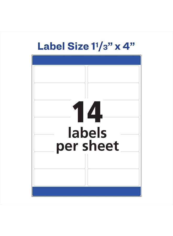 AVERY ملصقات بريدية سهلة التقشير من أفيري لطابعات الليزر، 1.33 × 4 بوصات، 14 في الصفحة، بيضاء، علبة تحتوي على 1400 ملصق (05162) - Image 3