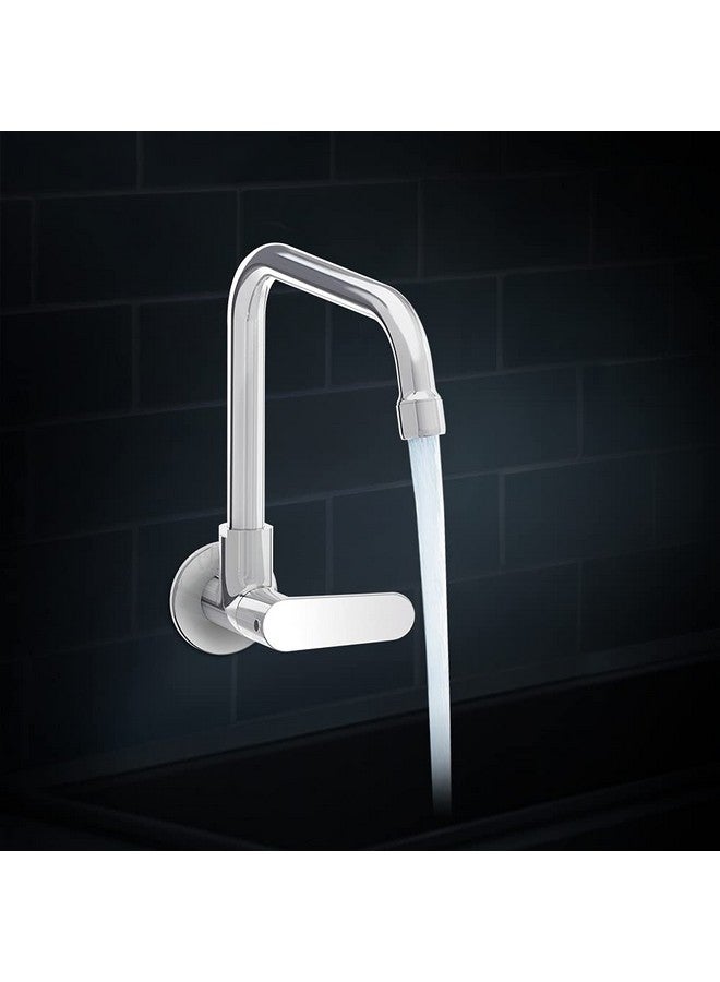كوهلر صنبور حوض المطبخ Kohler Beam المثبت على الحائط - صنبور مطبخ بارد فقط بمقبض واحد - نحاس، لون فضي - صنبور مياه للمطبخ مع فوهة دوارة - وظيفة سهلة، تصميم متعدد الاستخدامات 25418IN-4-CP - Image 5
