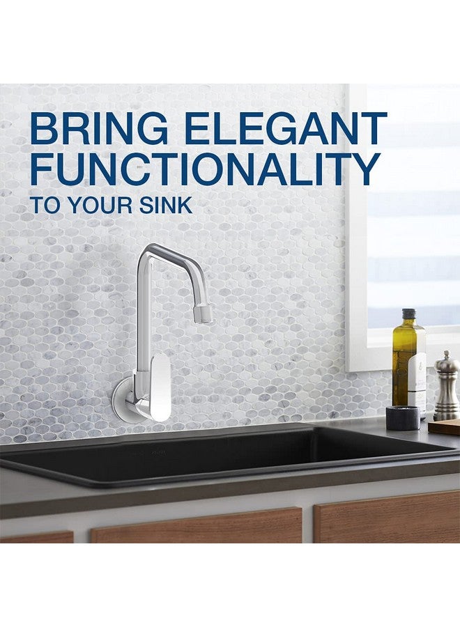 كوهلر صنبور حوض المطبخ Kohler Beam المثبت على الحائط - صنبور مطبخ بارد فقط بمقبض واحد - نحاس، لون فضي - صنبور مياه للمطبخ مع فوهة دوارة - وظيفة سهلة، تصميم متعدد الاستخدامات 25418IN-4-CP - Image 2