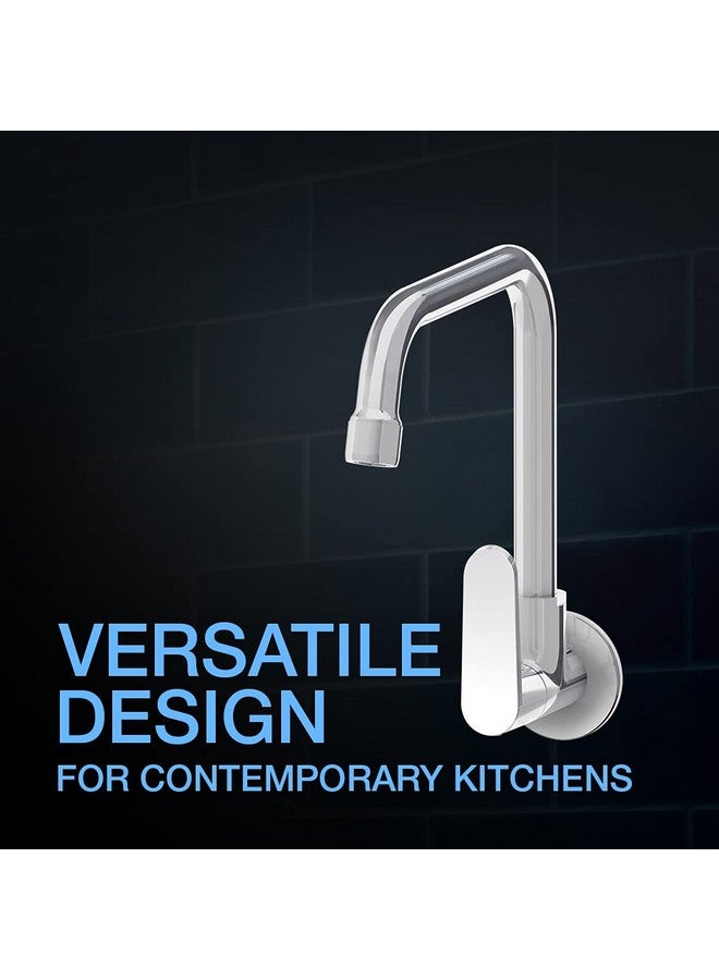 كوهلر صنبور حوض المطبخ Kohler Beam المثبت على الحائط - صنبور مطبخ بارد فقط بمقبض واحد - نحاس، لون فضي - صنبور مياه للمطبخ مع فوهة دوارة - وظيفة سهلة، تصميم متعدد الاستخدامات 25418IN-4-CP - Image 3