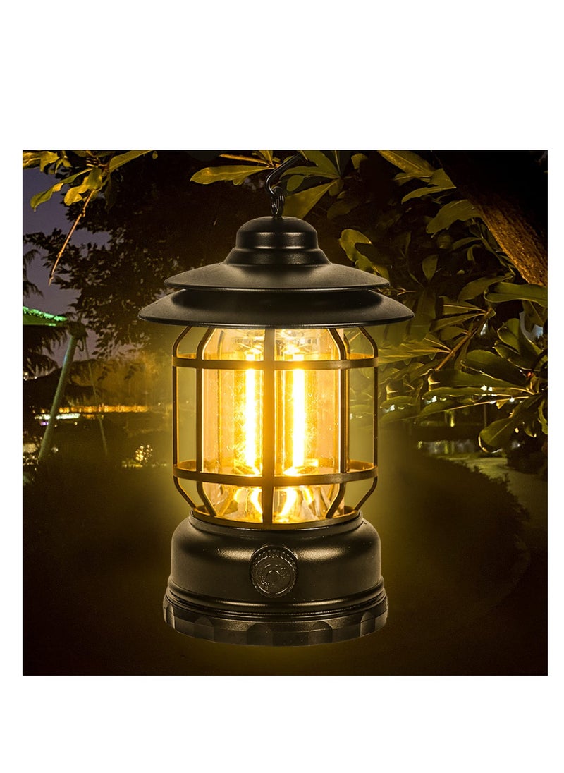 ZLH HITY - Retro LED Camping Lantern Rechargeable Warm Light Dimmable Type C Camping Lights for Tents Outdoor Power Outages Hiking Emergency Fishing - Image 1