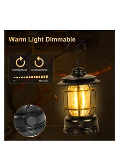 ZLH HITY Retro LED Camping Lantern Rechargeable Warm Light Dimmable Type C Camping Lights for Tents Outdoor Power Outages Hiking Emergency Fishing  - Image 2