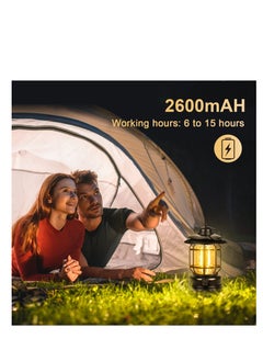 ZLH HITY Retro LED Camping Lantern Rechargeable Warm Light Dimmable Type C Camping Lights for Tents Outdoor Power Outages Hiking Emergency Fishing  - Image 3