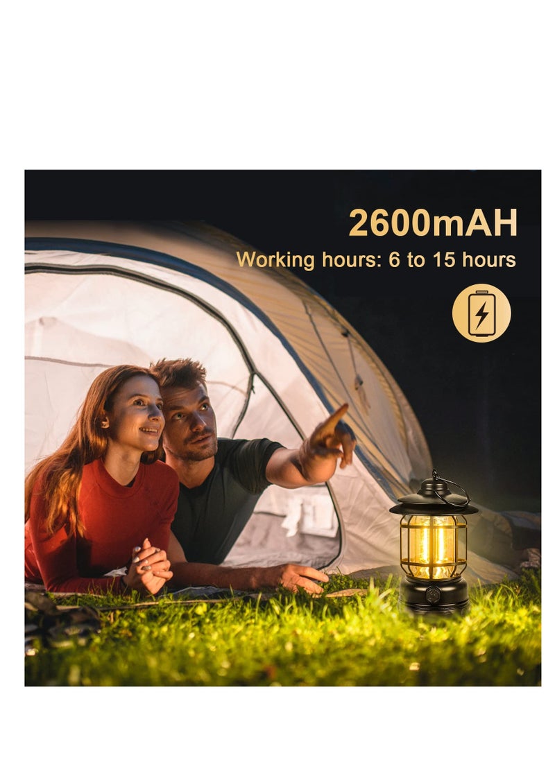 ZLH HITY - Retro LED Camping Lantern Rechargeable Warm Light Dimmable Type C Camping Lights for Tents Outdoor Power Outages Hiking Emergency Fishing - Image 1