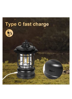ZLH HITY Retro LED Camping Lantern Rechargeable Warm Light Dimmable Type C Camping Lights for Tents Outdoor Power Outages Hiking Emergency Fishing  - Image 4
