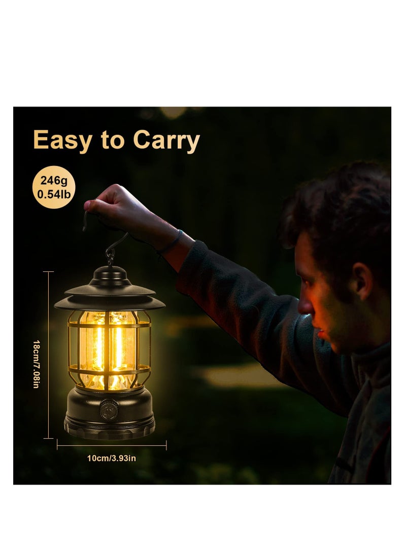 ZLH HITY - Retro LED Camping Lantern Rechargeable Warm Light Dimmable Type C Camping Lights for Tents Outdoor Power Outages Hiking Emergency Fishing - Image 1