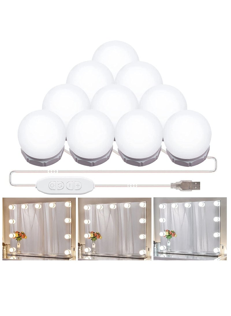 ELTRAZONE TheUrbanShop Makeup Light kit forMirror Dimmable 12 Watt LED Light Set of 10 Bulb Lights forVanity Mirror with 3 Color Modes & Brightness Adjustable(Square, Unframed, White, Dresser Mount)  - Image 1