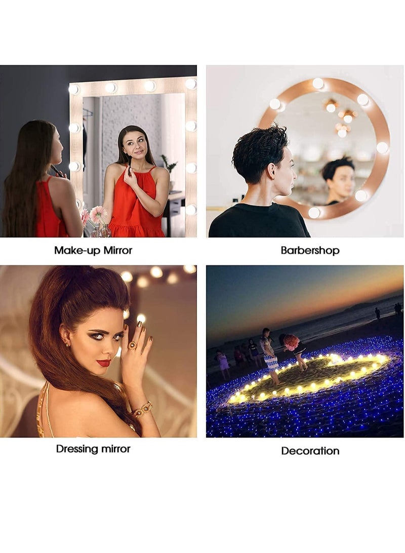 ELTRAZONE TheUrbanShop Makeup Light kit forMirror Dimmable 12 Watt LED Light Set of 10 Bulb Lights forVanity Mirror with 3 Color Modes & Brightness Adjustable(Square, Unframed, White, Dresser Mount)  - Image 3