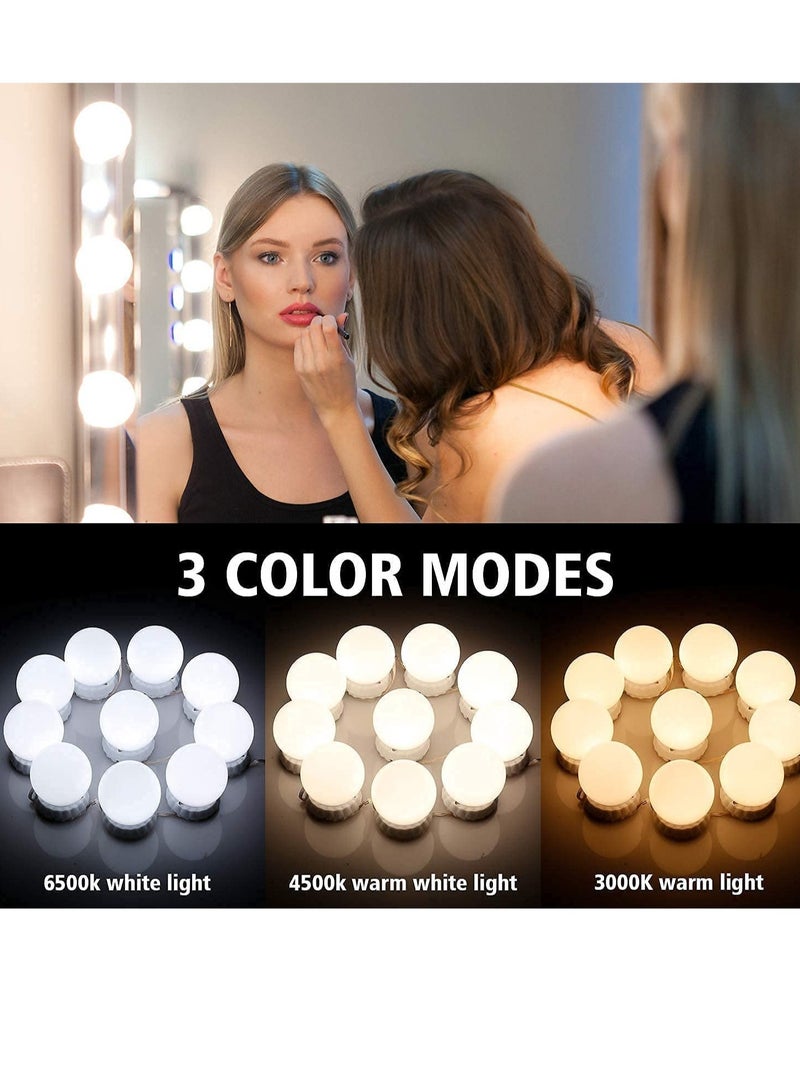 ELTRAZONE TheUrbanShop Makeup Light kit forMirror Dimmable 12 Watt LED Light Set of 10 Bulb Lights forVanity Mirror with 3 Color Modes & Brightness Adjustable(Square, Unframed, White, Dresser Mount)  - Image 2
