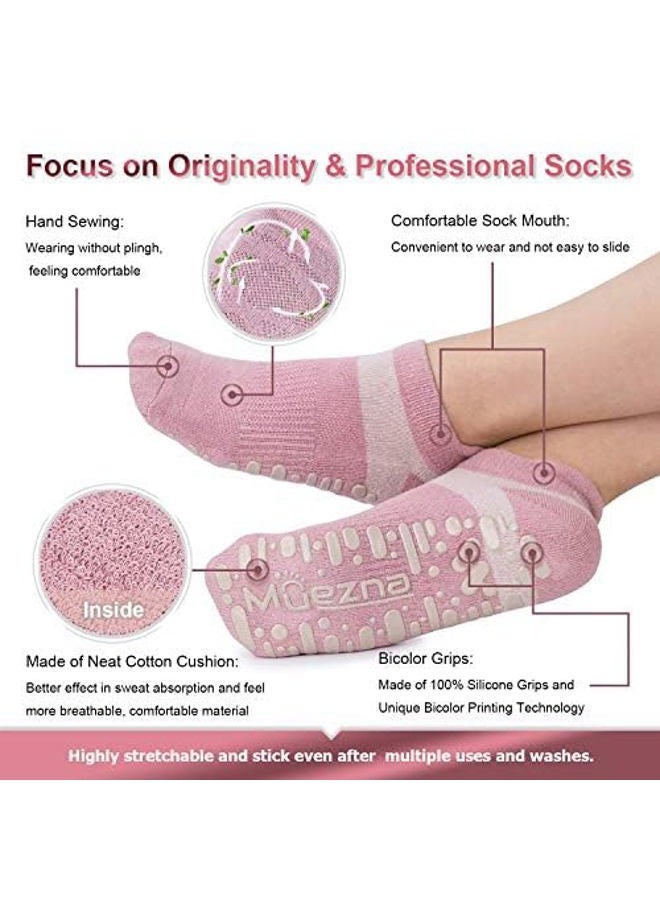 Muezna Non Slip Yoga Socks for Women, Anti-Skid Pilates, Barre, Hospital Socks with Grips, Size 5-10 - Image 2