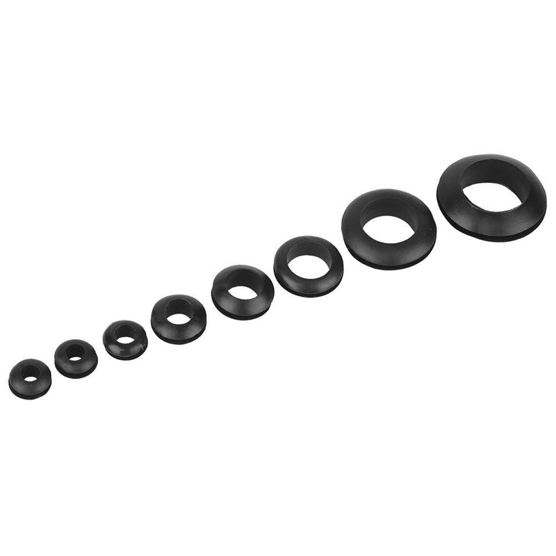 Rubber Grommet Kit 200pcs 8 Size Assortment Black Seals for Wires Plumbing Automotive - Image 5