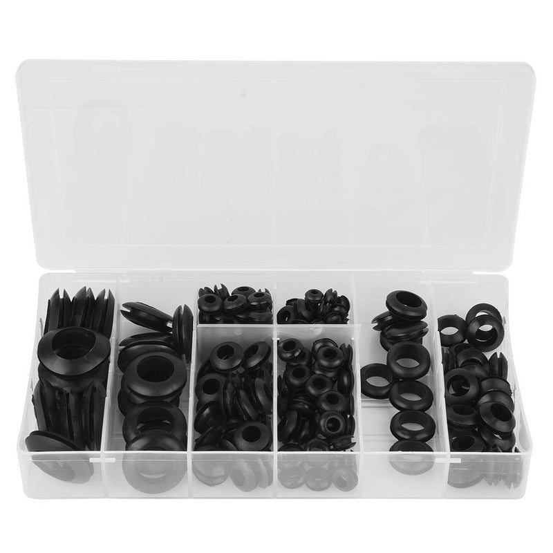 Rubber Grommet Kit 200pcs 8 Size Assortment Black Seals for Wires Plumbing Automotive - Image 2