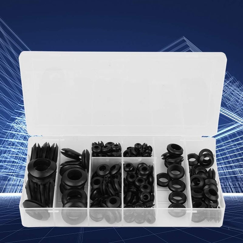 Rubber Grommet Kit 200pcs 8 Size Assortment Black Seals for Wires Plumbing Automotive - Image 3