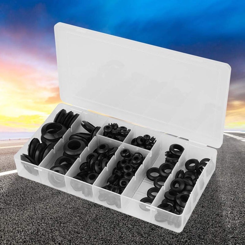 Rubber Grommet Kit 200pcs 8 Size Assortment Black Seals for Wires Plumbing Automotive - Image 4