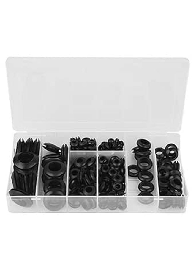 Rubber Grommet Kit 200pcs 8 Size Assortment Black Seals for Wires Plumbing Automotive - Image 1