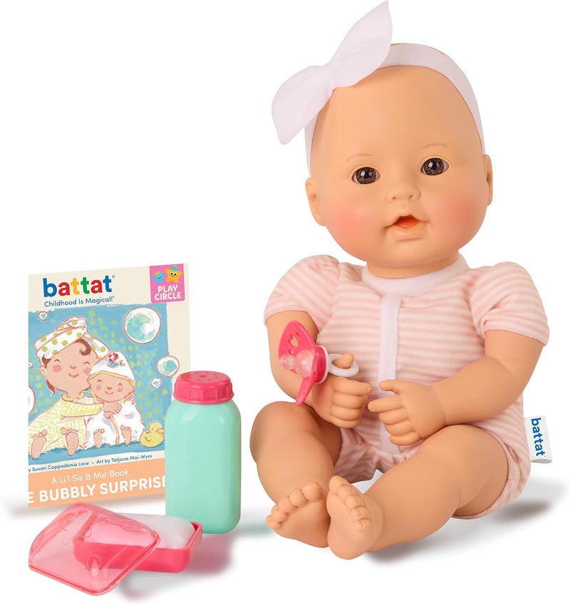 BATTAT Baby Sweetheart By - Bath Time 12-Inch Soft-Body Newborn Baby Doll With Easy-To-Read Story Book And Baby Doll Accessories, Bg7003Z - Image 1