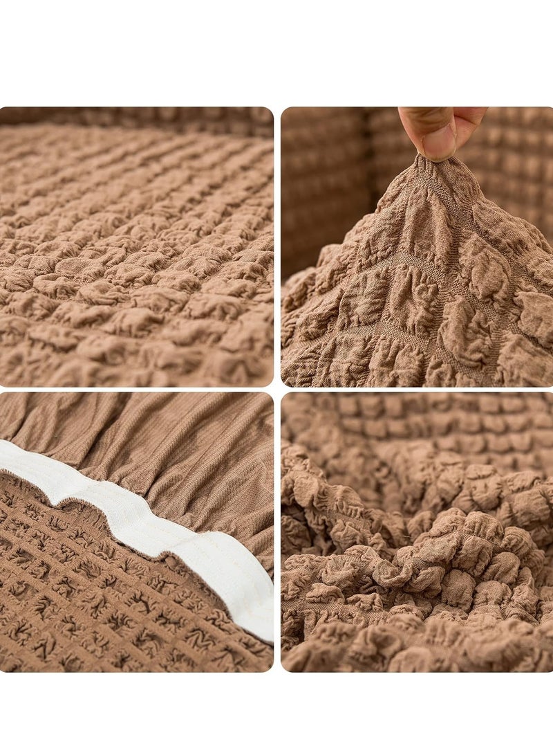 تراسل غطاء صوفا، غطاء كنب عالمي، غطاء أريكة زلق، غطاء واقي أثاث كرسي أريكة، غطاء قابل للغسل عالي المرونة قابل للتمدد مع تنورة على الطراز الريفي (خاكي، مقعدين) - Image 3