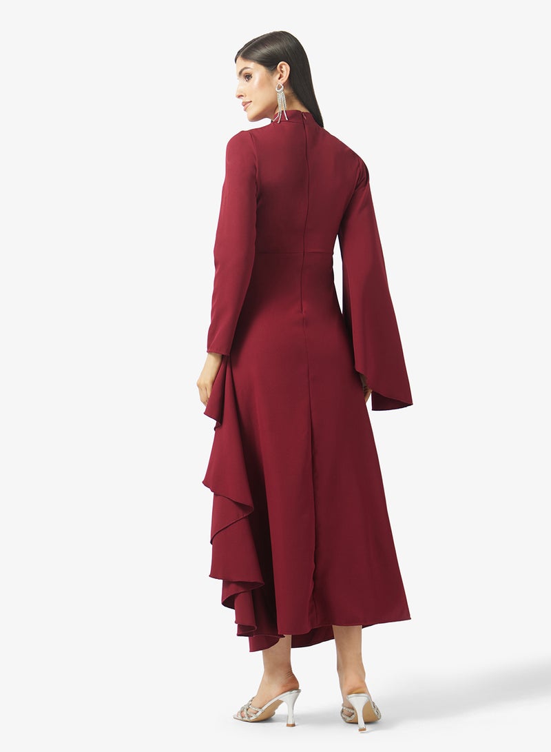 Khizana Ruched Dress With Shoulder Embellishment - Image 2