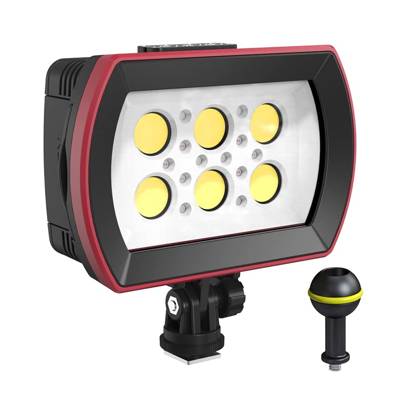 MEIKON Seafrogs Diving Video Light Waterproof 130FT/40M White Red Blue Light Underwater Photography Fill Lights High Power 6000 Lumens Flash Light with Ball Head YS Adapter for Gopro, Housing (SL-22) - Image 1