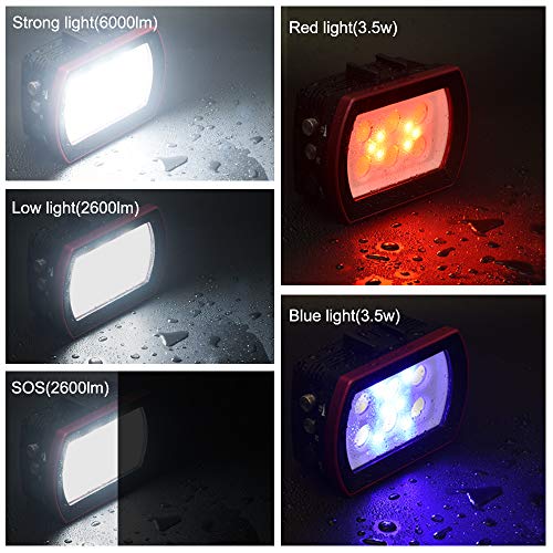 MEIKON Seafrogs Diving Video Light Waterproof 130FT/40M White Red Blue Light Underwater Photography Fill Lights High Power 6000 Lumens Flash Light with Ball Head YS Adapter for Gopro, Housing (SL-22) - Image 4