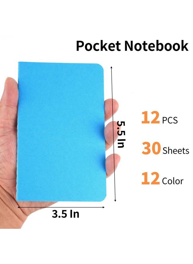 Hoiny 12 Pack Mini Pocket Notebook, 3.5 X 5.5 Inch Lined Small Journals for Kids, Colorful Cover Notepads for Traveler, Students, School Supplies, 30 Sheets/60 Pages, Memo Pad, Tiny Note Book Bulk - Image 2