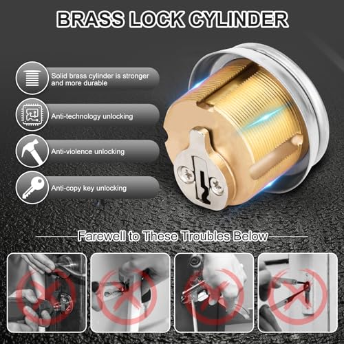 Reetometal Commercial Mortise Lock Cylinder 1 for Adams Rite Kawneer Vistawall and Most Storefront Doors Silver - Image 3