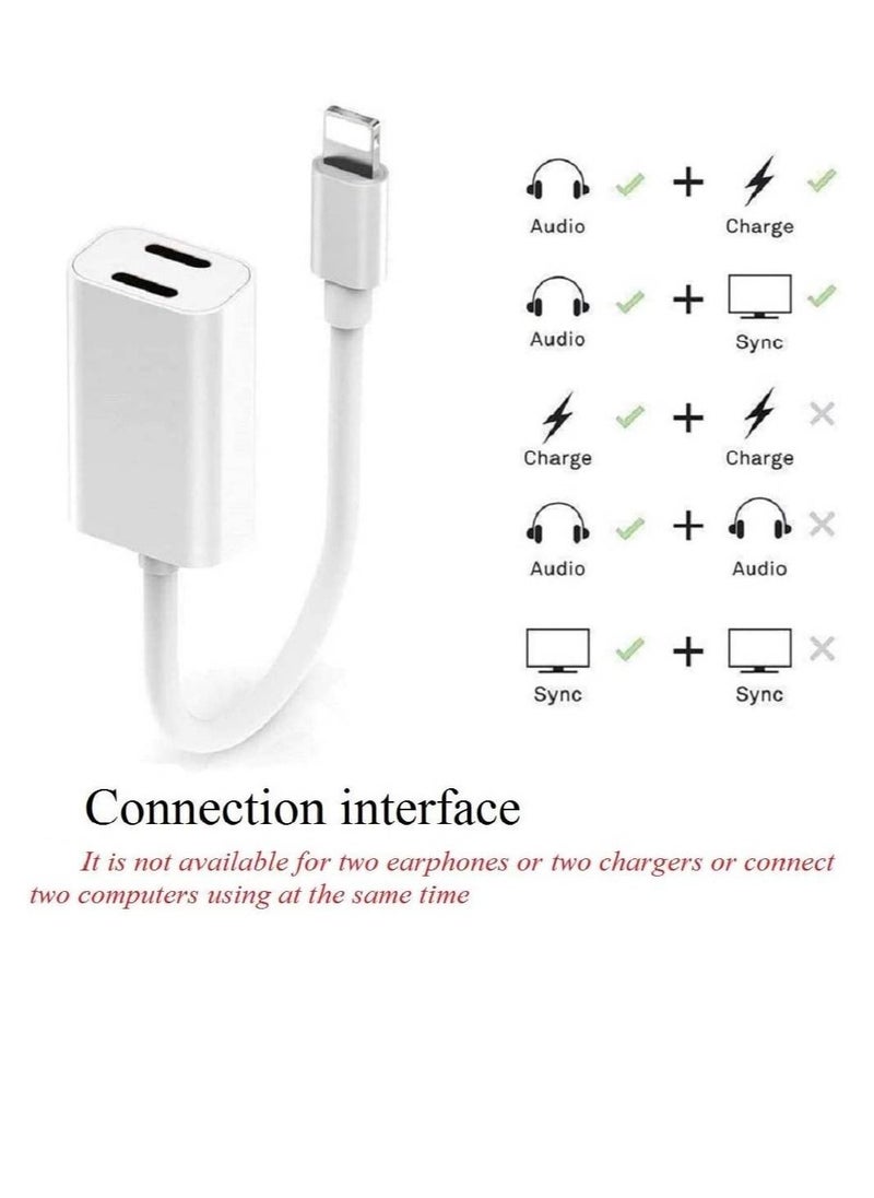 GENNEXT - Double Lightning Headphone Splitter, 2 in 1 Dual Lightning Headphone Audio & Charge Cable Compatible for iPhone 12/11/XS/XR/X 8 7/iPad, Support Sync Data + Music Control + Call - Image 1