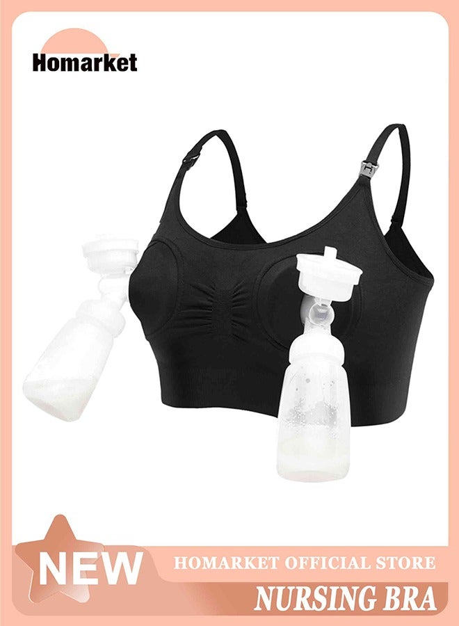 HomarKet Hands Free Pumping Bra, Adjustable Breast-Pump Holding and Nursing Bra,Black(XL)  - Image 2