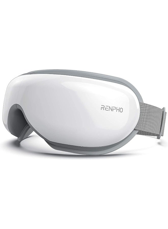 RENPHO Eye Massager with Heat, Bluetooth Music Rechargeable Eye Heat Massager for Relax and Reduce Eye Strain Dark Circles Eye Bags Dry Eye Improve Sleep, Ideal Family Gifts(White) - Image 1