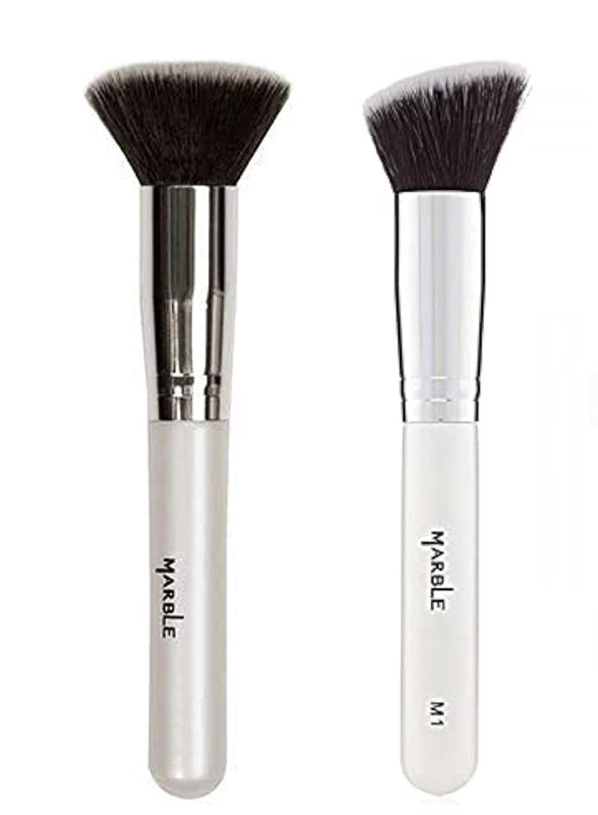 Marble M2 Flat Foundation Brush+Face Makeup Brush M1 Of two pieces - Image 1