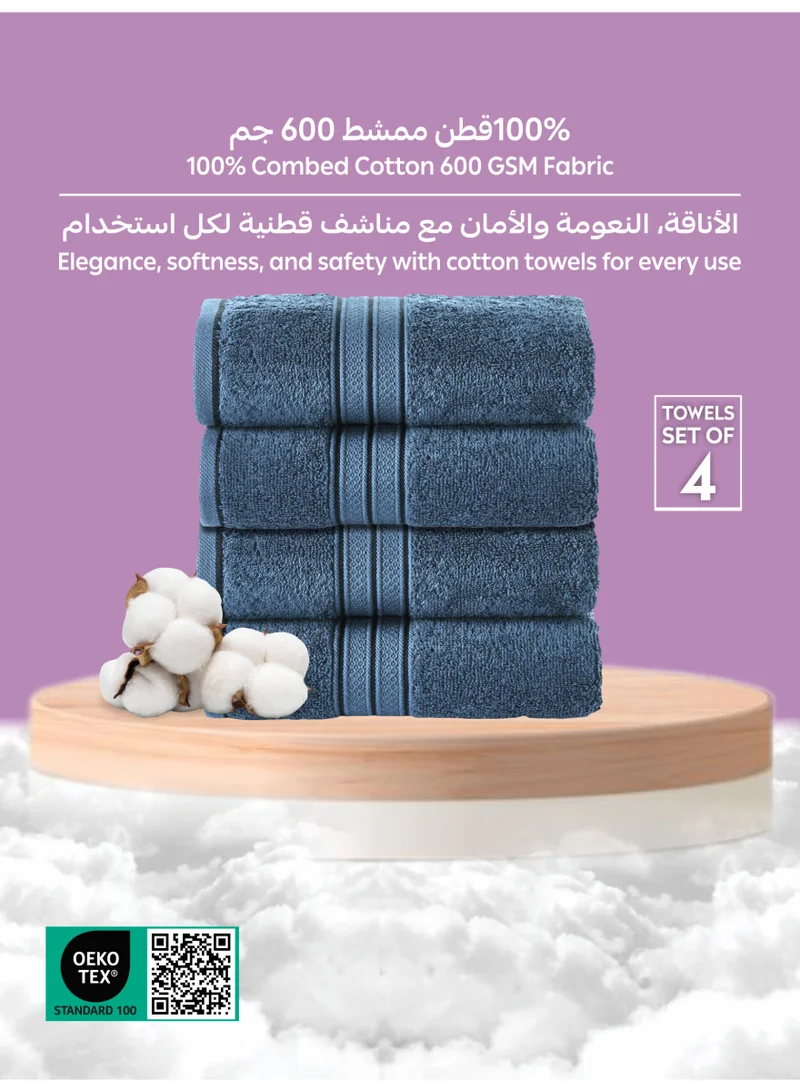 Donetella 4-Pcs Premium Bath Towel Set (70x140 cm) – 600 GSM 100% Cotton,100% Combed Cotton 600 GSM | Quick Dry, Ultra-Absorbent, Thick & Plush | Ideal for Bath, Spa, Gym, Hotel & Everyday Luxury