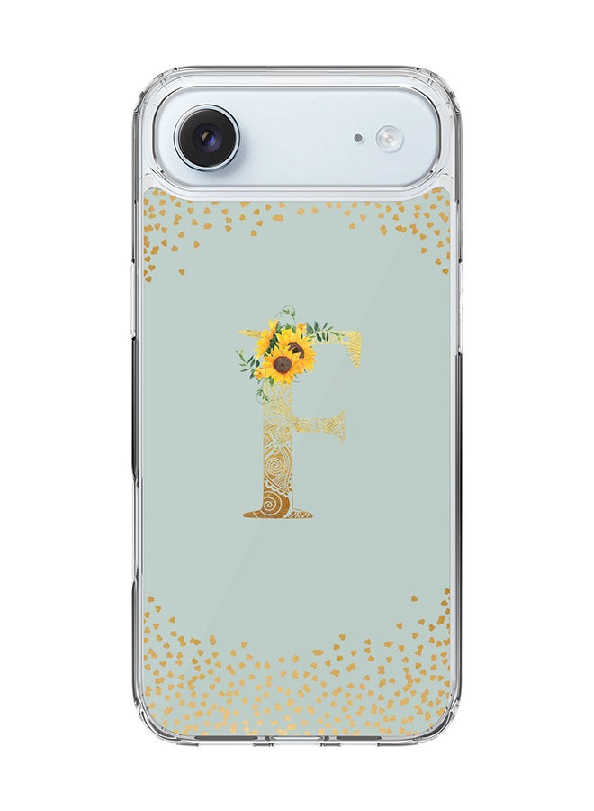 Stylizedd Classic Clear MagSafe Case for iPhone 17 Air , Hybrid Soft Case Flexible Edges Anti Drop TPU PC Gel Thin Transparent Cover [ Designed for iPhone 17 Air ] - Custom Monogram Initial Letter Floral Pattern Alphabet - F  (Light Grey )