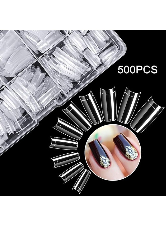 Acrylic Nail Tips Box – 500PCS Half Cover Fake Nails High-Quality for Acrylic & Hard Gel - Image 2