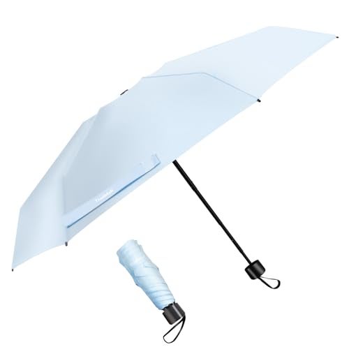 TradMall Mini Travel Umbrella, Portable Lightweight Compact Parasol with 95% UV Protection for Sun & Rain, Sky Blue - Image 1