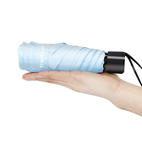 TradMall Mini Travel Umbrella, Portable Lightweight Compact Parasol with 95% UV Protection for Sun & Rain, Sky Blue - Image 4