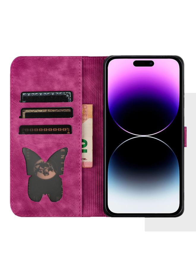 S-TOP Case For iPhone 15 Pro Butterfly Cat Embossing Flip Leather Phone Case - Image 4