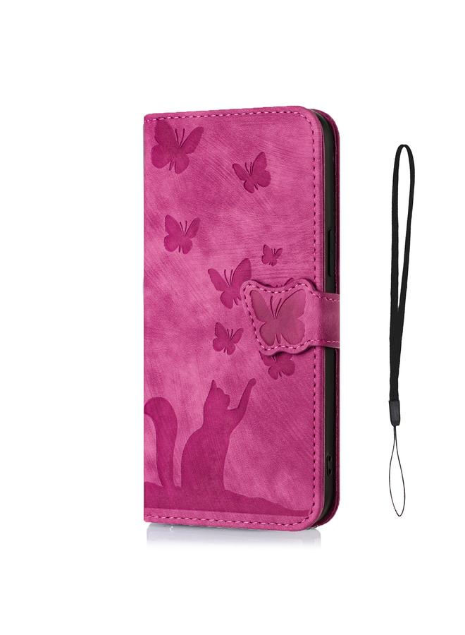 S-TOP Case For iPhone 15 Pro Butterfly Cat Embossing Flip Leather Phone Case - Image 2