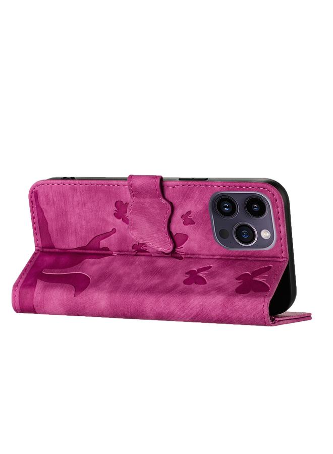 S-TOP Case For iPhone 15 Pro Butterfly Cat Embossing Flip Leather Phone Case - Image 5