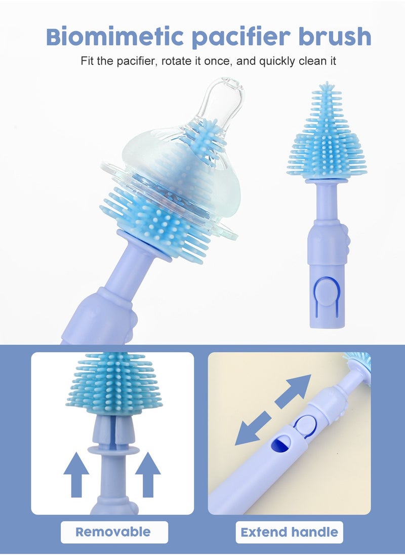URbazaar Bottle Brush Silicone Baby Bottle Cleaner Brush BPA Free Teat Straw Cleaner Feeding Bottle Cleaning Brush with Stand (Blue Bear)  - Image 4