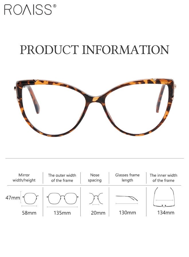 roaiss Blue Light Blocking Glasses for Women Cat Eye Type UV Protection Computer Reading Glasses Non Prescription Clear Lens Fashion Anti Eyestrain Headache Eyewear Leopard Pattern 58mm - Image 4