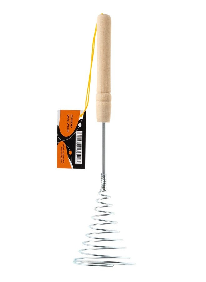 أوف إكس دي دي مضرب بيض من الفولاذ المقاوم للصدأ، قطعة واحدة - مضرب سلكي بمقبض خشبي طويل - مضارب شديدة التحمل للطبخ - Image 2