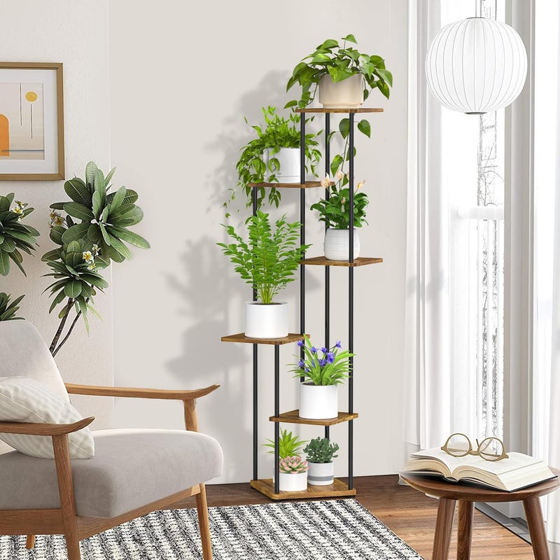 Digtokore Plant Stand Indoor 6 Tier Tall Plant Rack Indoor Outdoor Corner Display Shelf Flower Pot Holder Metal Flower Shelves for Multiple Plants - Image 1
