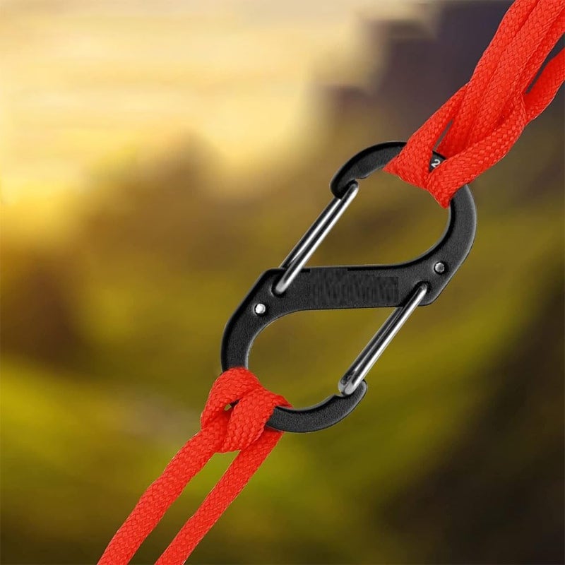 Kidultz (Pack of 5) Carabiner Clip Snap Hooks Lightweight Aluminum S-Type Dual Locking Clips Carabiner Keychain for Hiking Backpack Outdoor Camping Buckle (Orange) - Image 3
