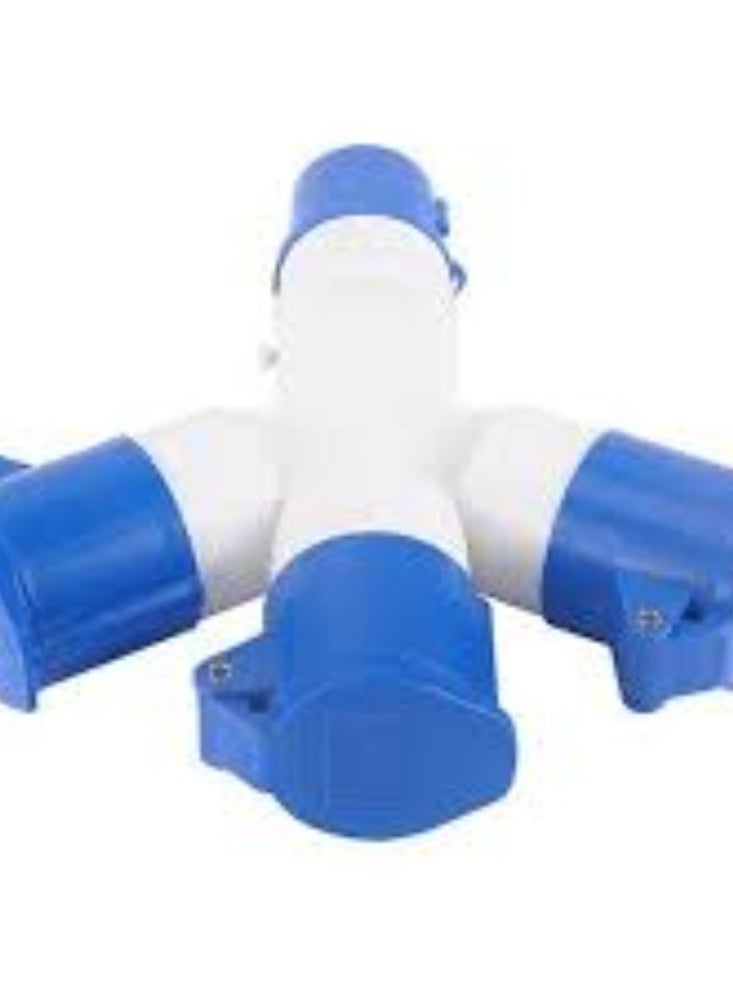 KNP KNP Industrial 3 Way Socket rated at 16A is a heavy duty electrical device designed to split a single power source into three separate outlets.  - Image 1