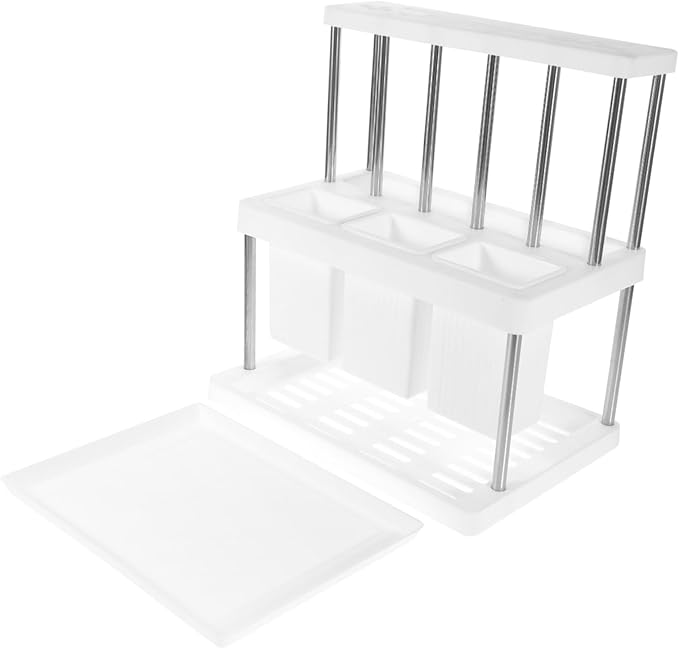 White Adjustable Multi Functional Utensil Holder Kitchen Countertop Cutlery Organizer - Image 1