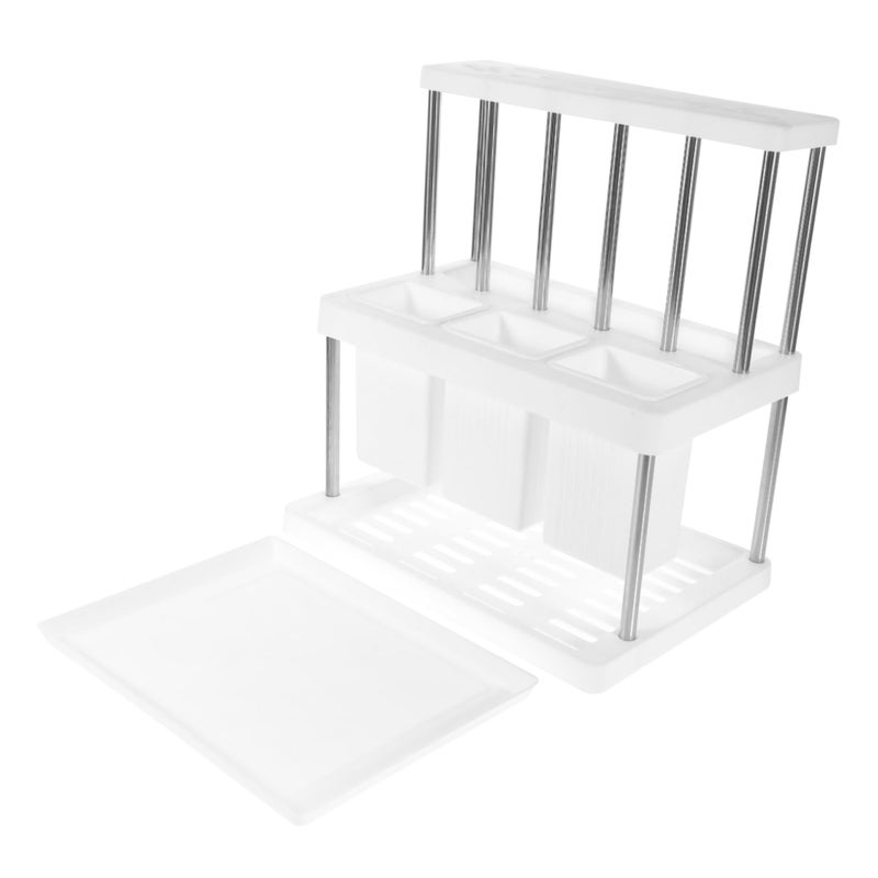 White Adjustable Multi Functional Utensil Holder Kitchen Countertop Cutlery Organizer - Image 2