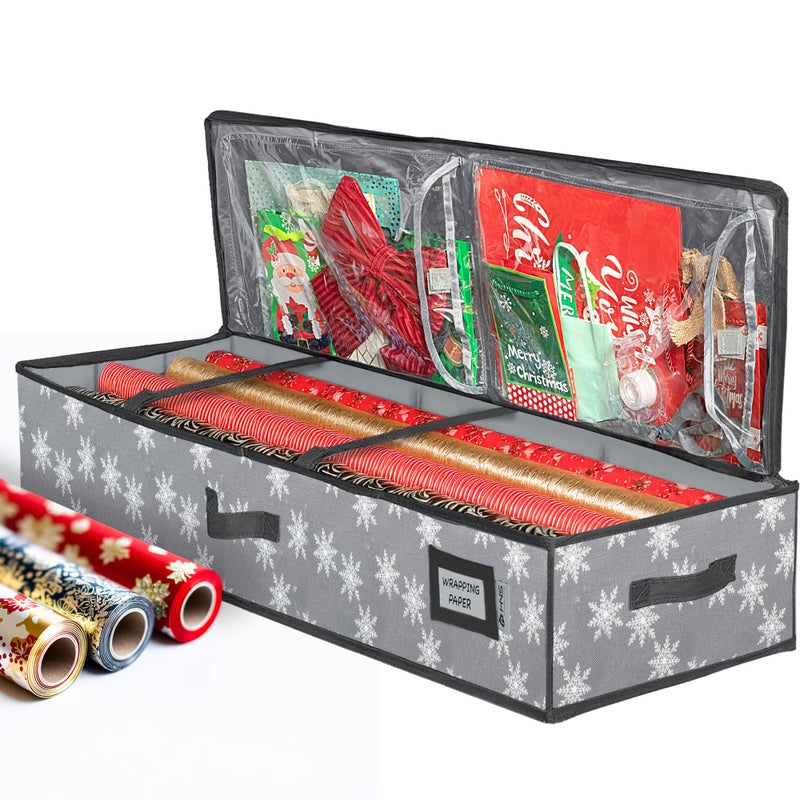 HOLDN’ STORAGE Wrapping Paper Storage Container - Fits up to 27 Rolls 1 3/8” Diam. - Underbed Gift Wrap Organizer Bags, Wrapping Paper Rolls, Ribbon, and Bows - Under Bed- Durable Material 600D - Up to 40" Rolls - Image 1