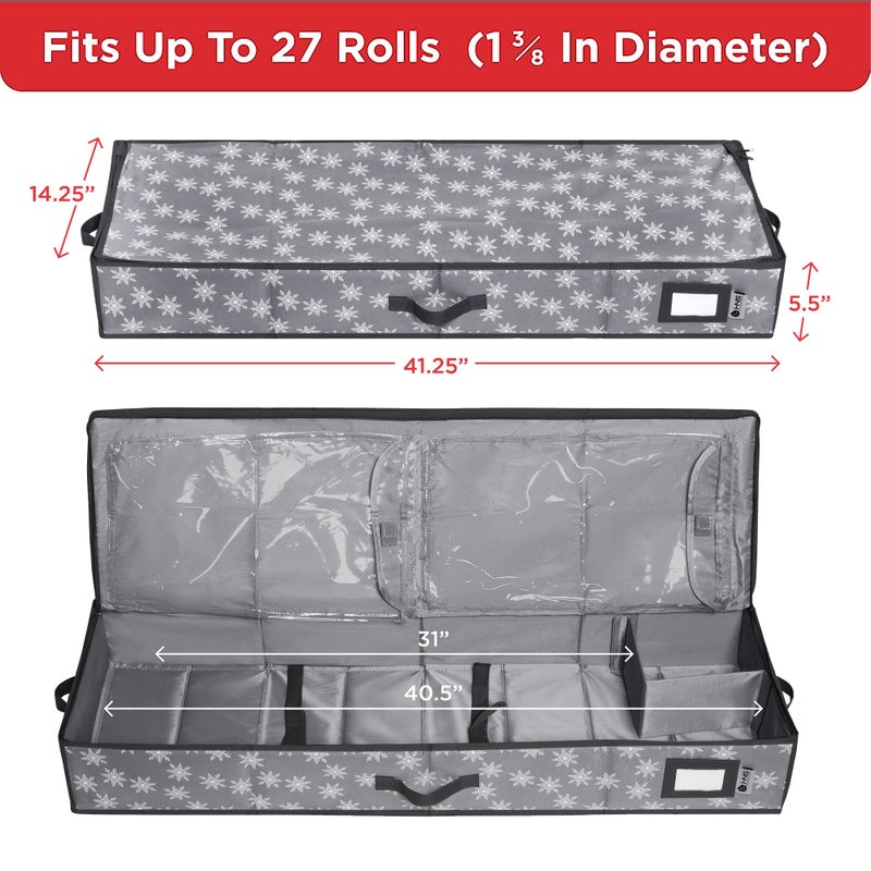 HOLDN’ STORAGE Wrapping Paper Storage Container - Fits up to 27 Rolls 1 3/8” Diam. - Underbed Gift Wrap Organizer Bags, Wrapping Paper Rolls, Ribbon, and Bows - Under Bed- Durable Material 600D - Up to 40" Rolls - Image 3