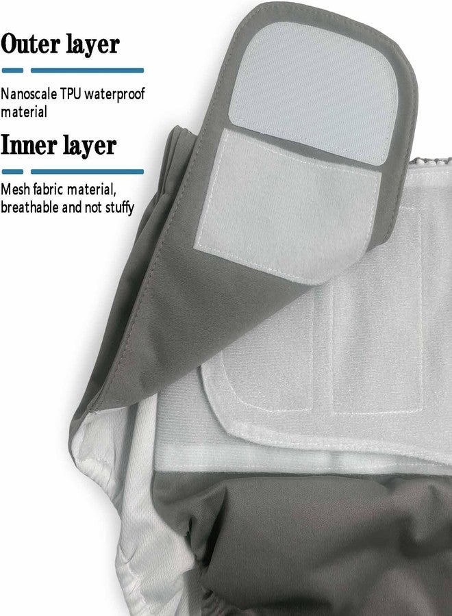Lmaray 3 Pack Cloth Adult Diapers with Oversized Inserts, TPU Nappies Reusable Washable Incontinence Care Protection Diaper for Men or Women, Elderly, Waist 23.6-35.4In(M - Image 4